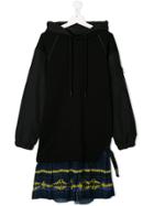 Cinzia Araia Kids Teen Contrast Hem Sweat Dress - Black