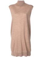 Erika Cavallini Turtleneck Sleeveless Sweater Dress - Brown