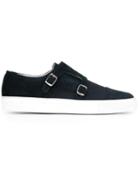 Eleventy Buckled Sneakers, Men's, Size: 40, Blue, Cotton/suede/leather/rubber