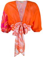 Emilio Pucci Abstract Print Tie Blouse - Orange