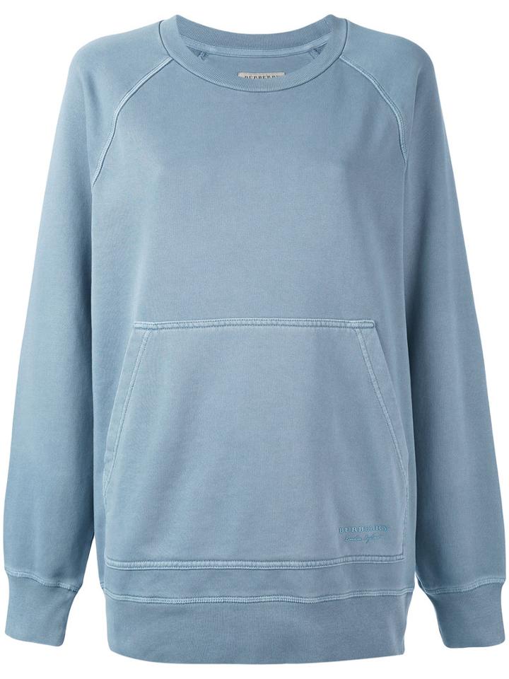 Burberry - Kangaroo Pocket Sweatshirt - Women - Cotton - M, Blue, Cotton