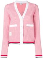 Thom Browne Sequin Icon Seersucker Cardigan - Pink