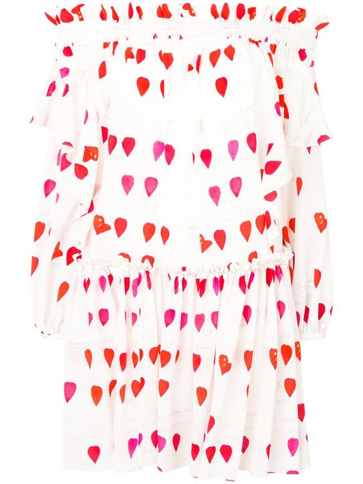 Alexander Mcqueen Off-shoulder Printed Dress - White