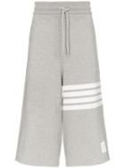 Thom Browne 4-bar Oversized Cropped Cotton Sweatpants - Grey