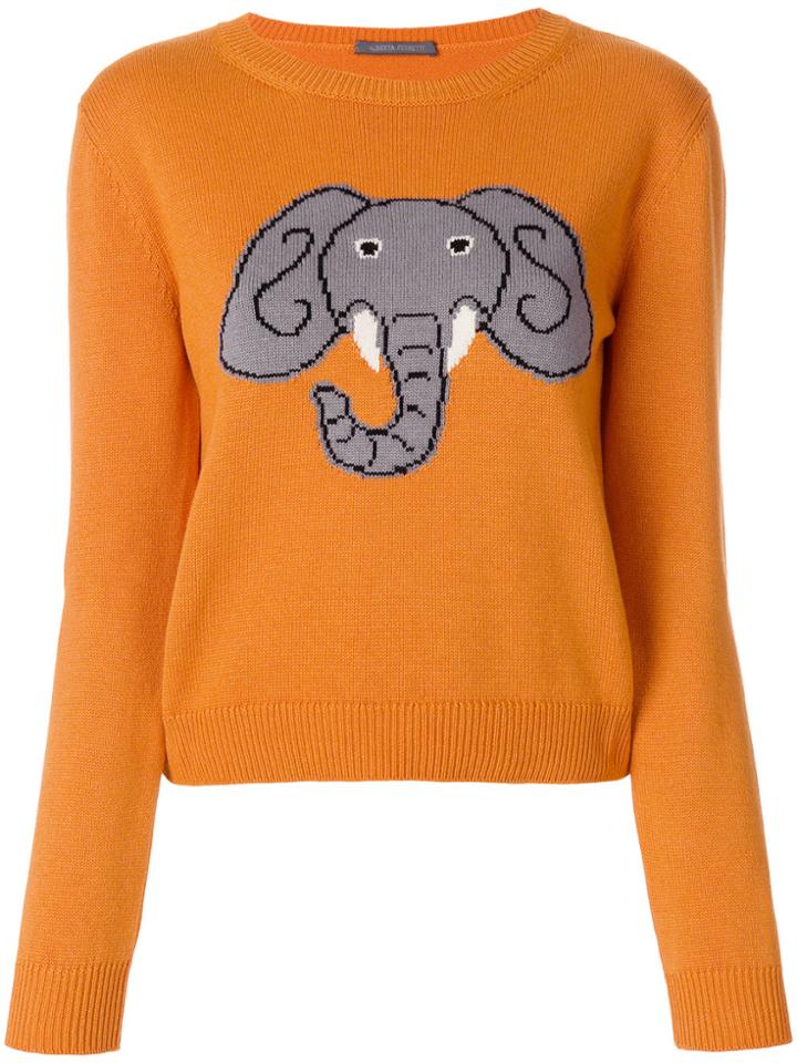Alberta Ferretti Elephant Print Jumper - Yellow & Orange