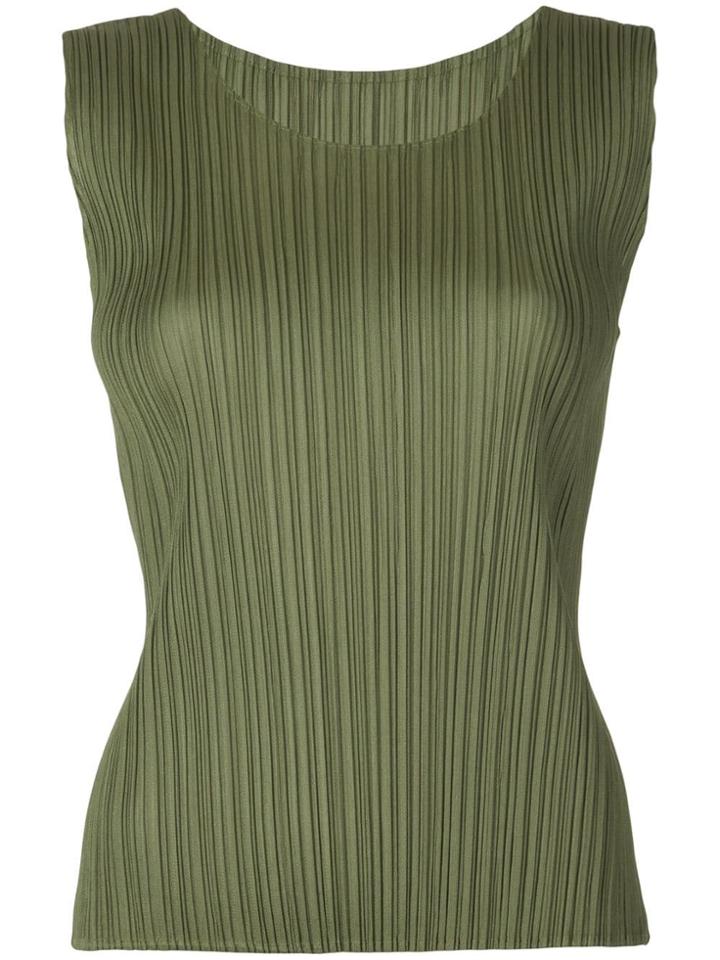 Pleats Please Issey Miyake Pleated Tank Top - Green