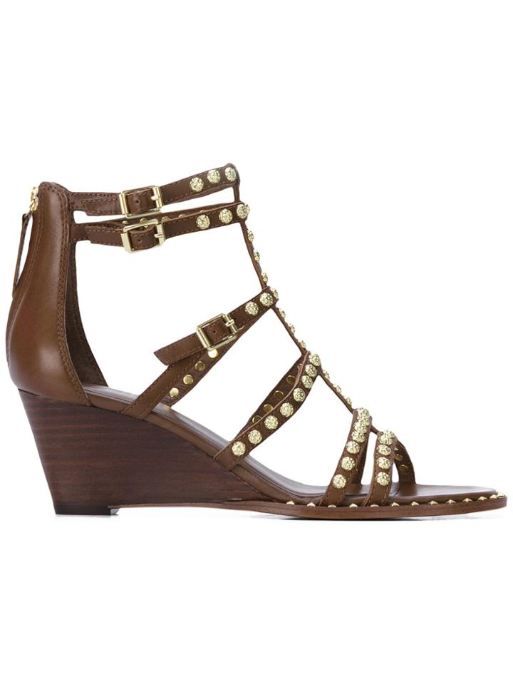 Ash Studded Gladiator Wedges - Brown