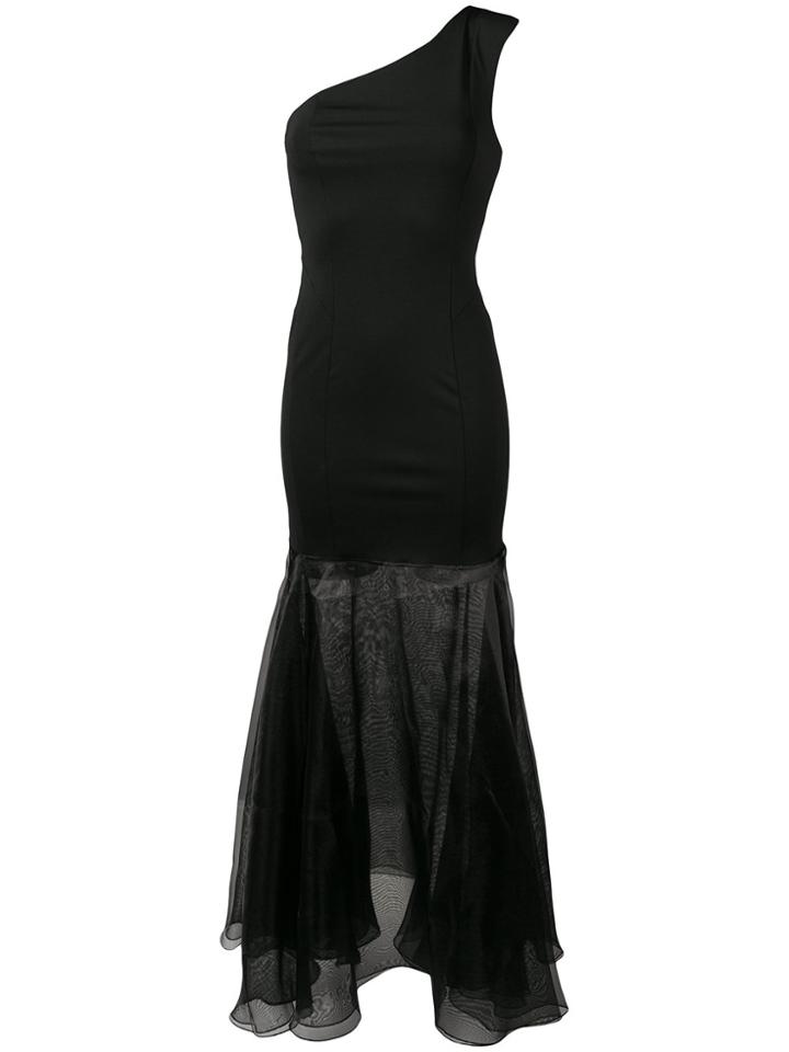 Patrizia Pepe Flared One-shoulder Gown - Black