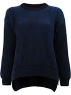 Paco Rabanne Ribbed Loose Fit Jumper, Women's, Size: Xs, Blue, Cotton