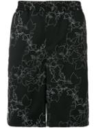 Emporio Armani Floral Print Shorts, Men's, Size: 50, Black, Virgin Wool/polyester/silk