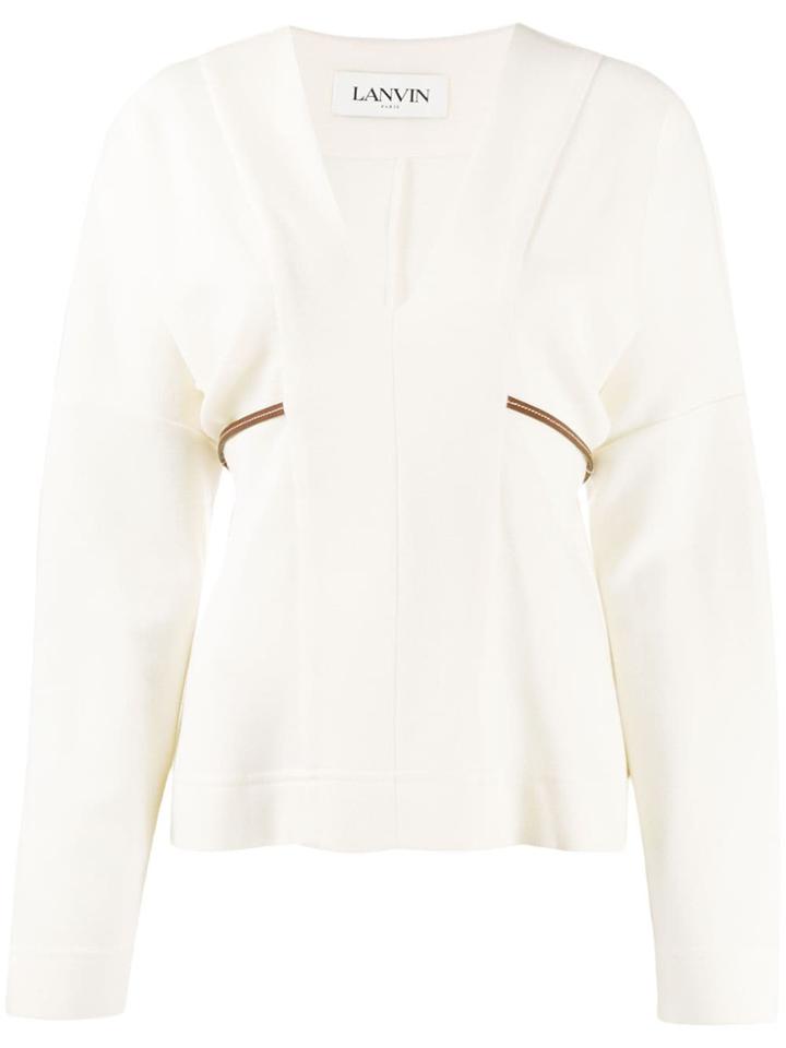 Lanvin V-neck Belted Jumper - White