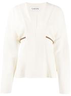 Lanvin V-neck Belted Jumper - White
