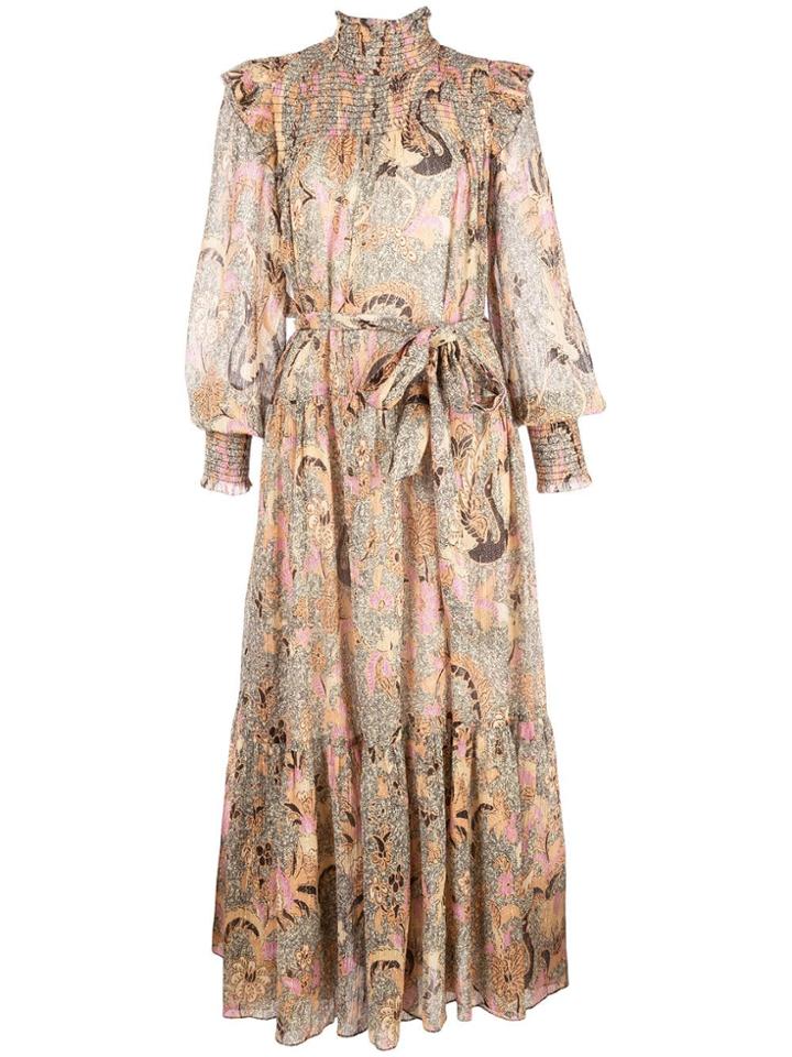 Ulla Johnson Constantine Smocked Midi Dress - Yellow