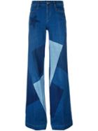 Stella Mccartney Wide Leg Patchwork Jeans, Women's, Size: 29, Blue, Cotton/polyester/spandex/elastane