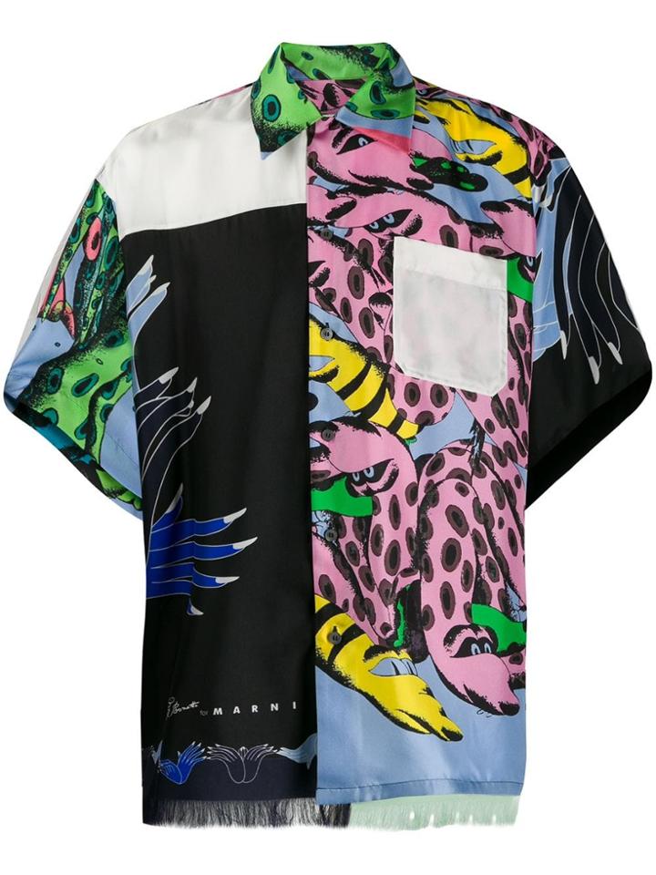 Marni Contrast Pattern Panel Shirt - Pink