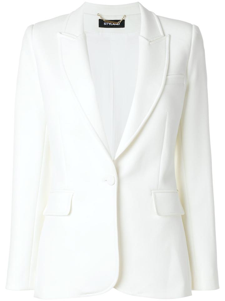 Styland Slim-fit Buttoned Blazer - White
