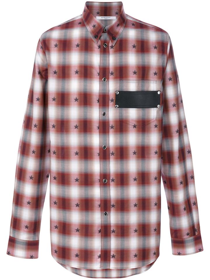 Givenchy Checked Star Print Shirt - Red
