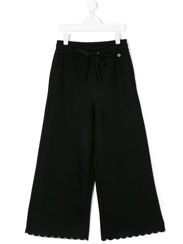 Simonetta Wide-legged Drawstring Trousers - Black