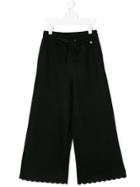 Simonetta Wide-legged Drawstring Trousers - Black