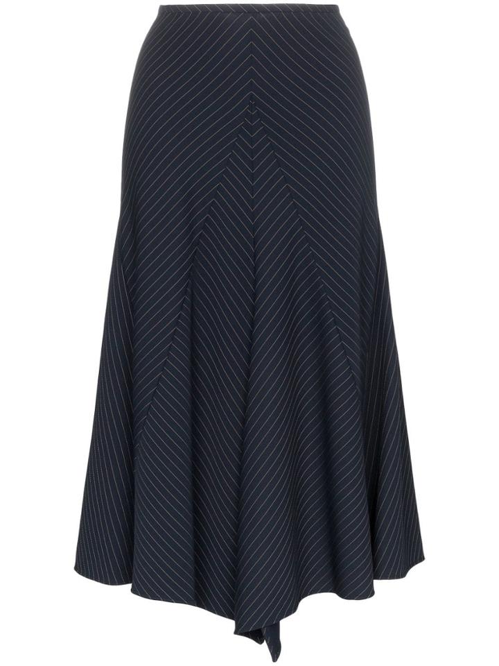 Chloé Pinstripe Asymmetric Panelled Virgin Wool Blend Skirt - Blue