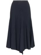 Chloé Pinstripe Asymmetric Panelled Virgin Wool Blend Skirt - Blue