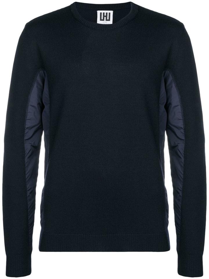 Les Hommes Urban Contrasting Panel Sweater - Blue