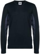 Les Hommes Urban Contrasting Panel Sweater - Blue