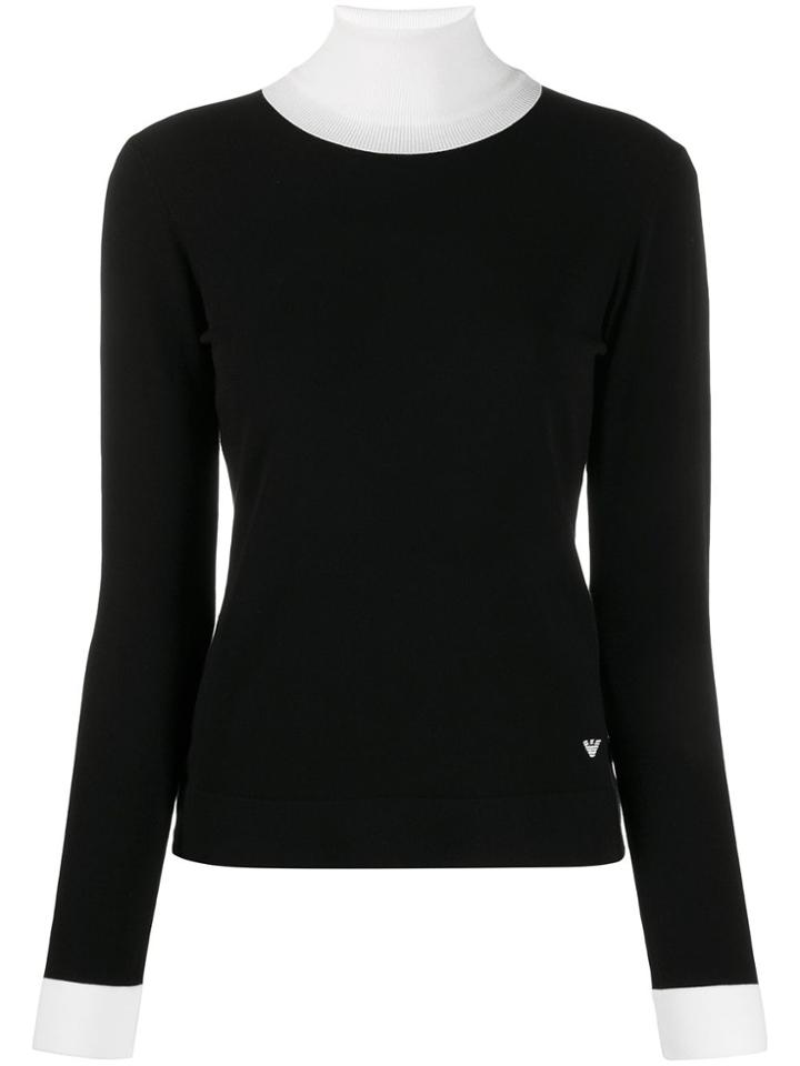 Emporio Armani Ribbed Neck Top - Black