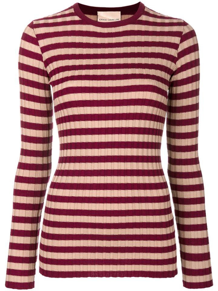 Erika Cavallini Knitted Striped Top - Red