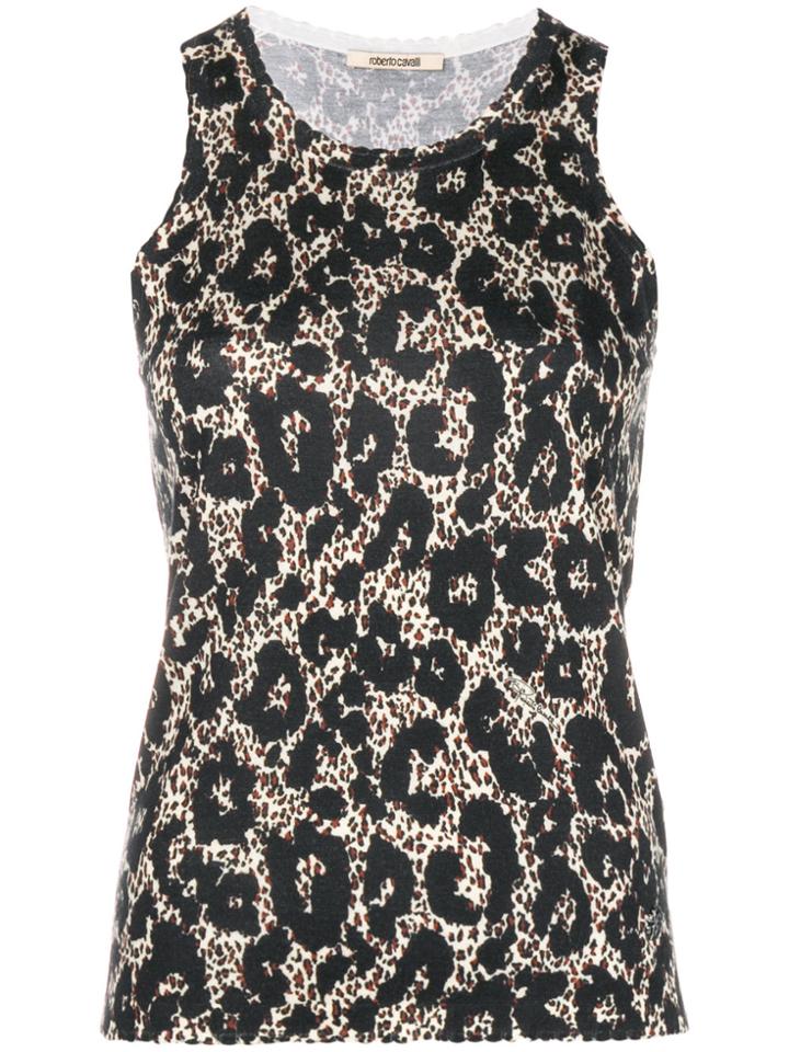 Roberto Cavalli Leopard Print Fitted Vest - Black