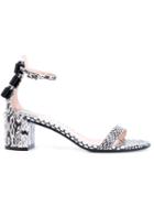 Salvatore Ferragamo Printed Sandals, Women's, Size: 37.5, White, Leather