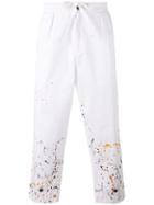 Paura - Splatter Print Cropped Trousers - Men - Cotton - M, White, Cotton