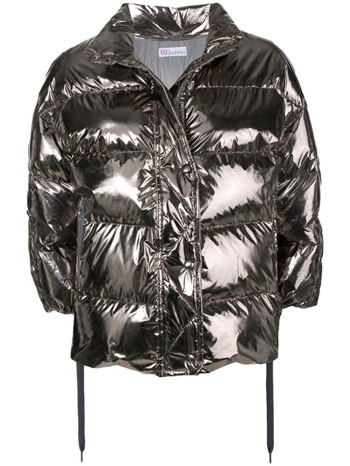 Red Valentino Metallic Padded Jacket - Silver