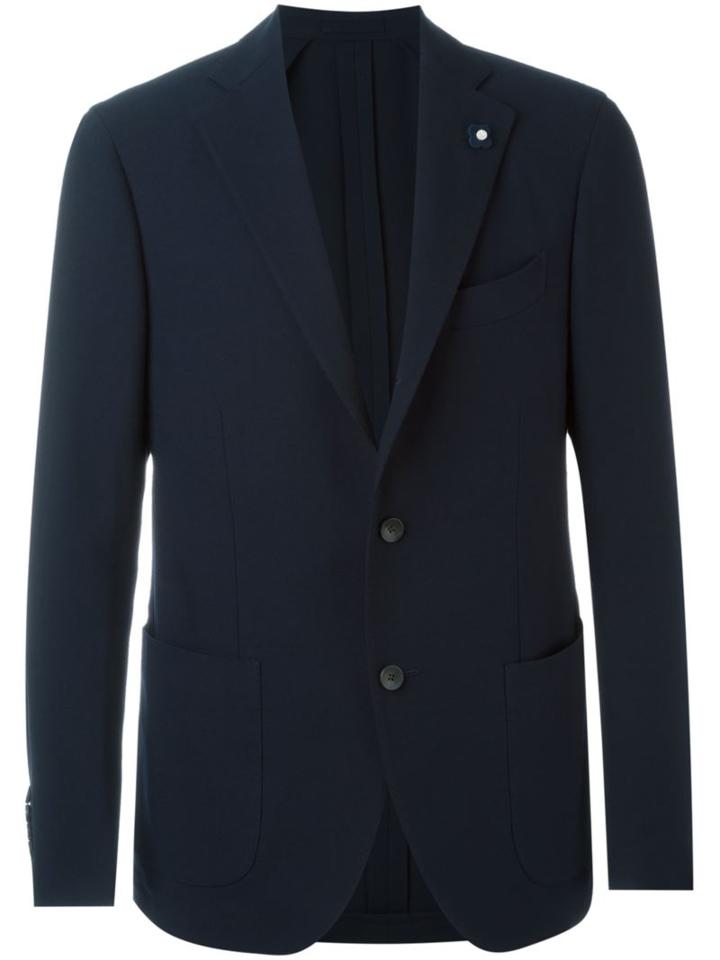 Lardini Buttoned Blazer, Men's, Size: 50, Blue, Cupro/viscose/wool