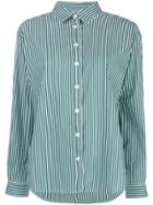 Closed Striped Fitted Shirt - Green