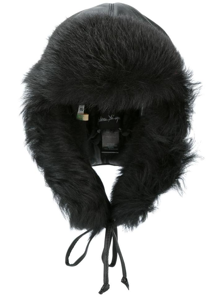 Andrea Ya'aqov Drawstring Hat, Women's, Size: Small, Black, Calf Leather/sheep Skin/shearling