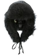 Andrea Ya'aqov Drawstring Hat, Women's, Size: Small, Black, Calf Leather/sheep Skin/shearling