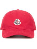 Moncler Logo Patch Baseball Cap, Men's, Red, Cotton/polyester
