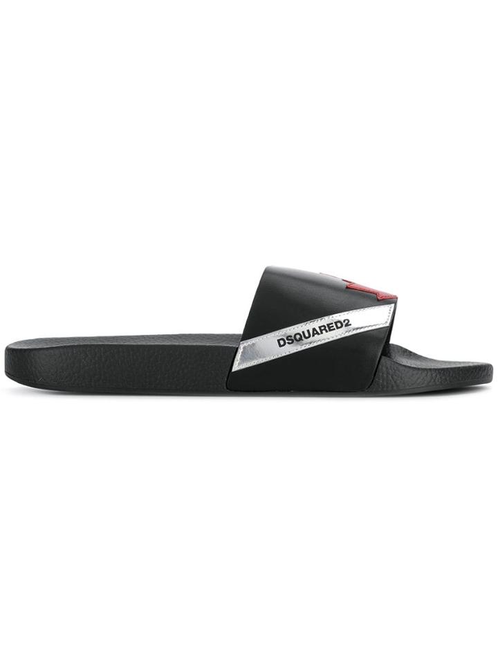 Dsquared2 Maple Leaf Slides - Black