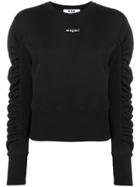 Msgm Ruched Sleeve Sweatshirt - Black