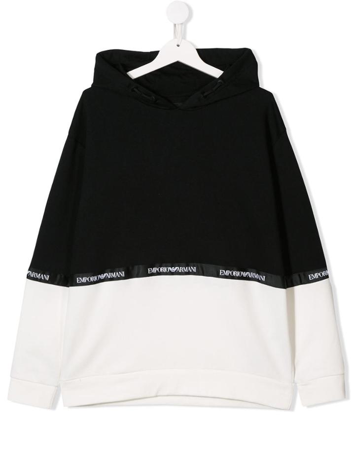 Emporio Armani Kids Contrast Logo Hoodie - Black