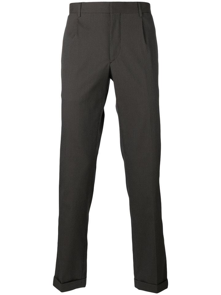 Prada Square Pattern Tailored Trousers, Men's, Size: 44, Brown, Cotton/polyamide/spandex/elastane