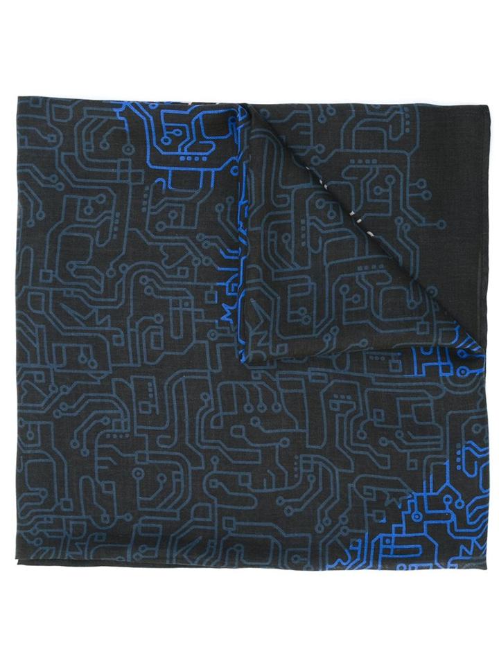 Furla Labyrinth Print Scarf, Men's, Blue, Modal/cashmere