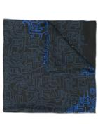 Furla Labyrinth Print Scarf, Men's, Blue, Modal/cashmere