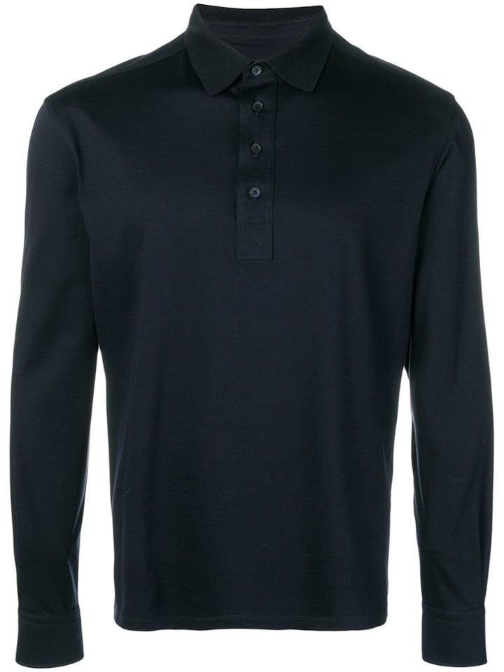 Ermenegildo Zegna Long Sleeved Polo Shirt - Blue