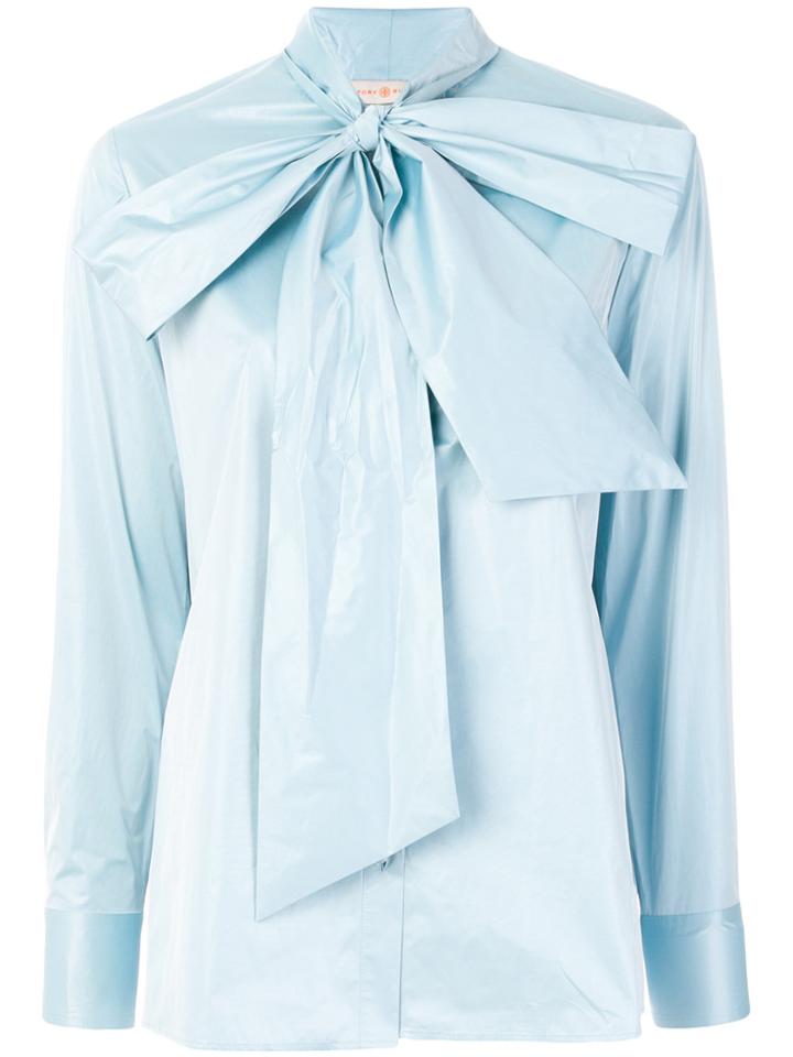Tory Burch Daphne Tie Neck Blouse - Blue
