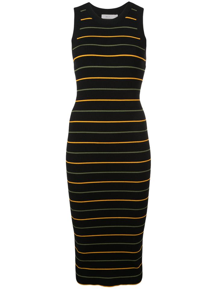 A.l.c. Striped Ribbed Knit Dress - Black