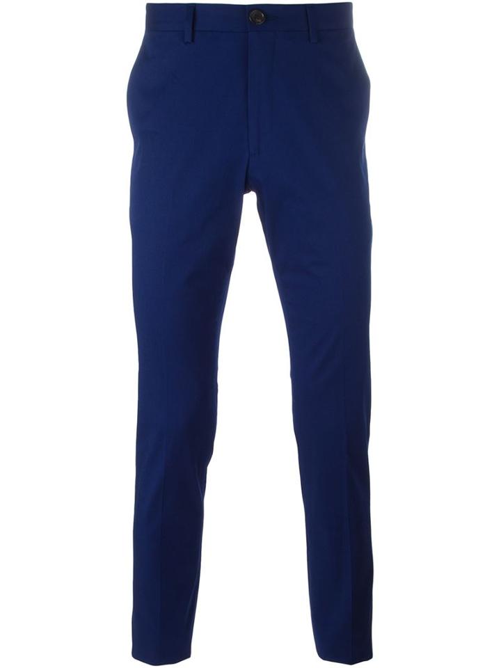Ps Paul Smith Tailored Trousers, Men's, Size: 48, Blue, Cotton/spandex/elastane/acetate/viscose