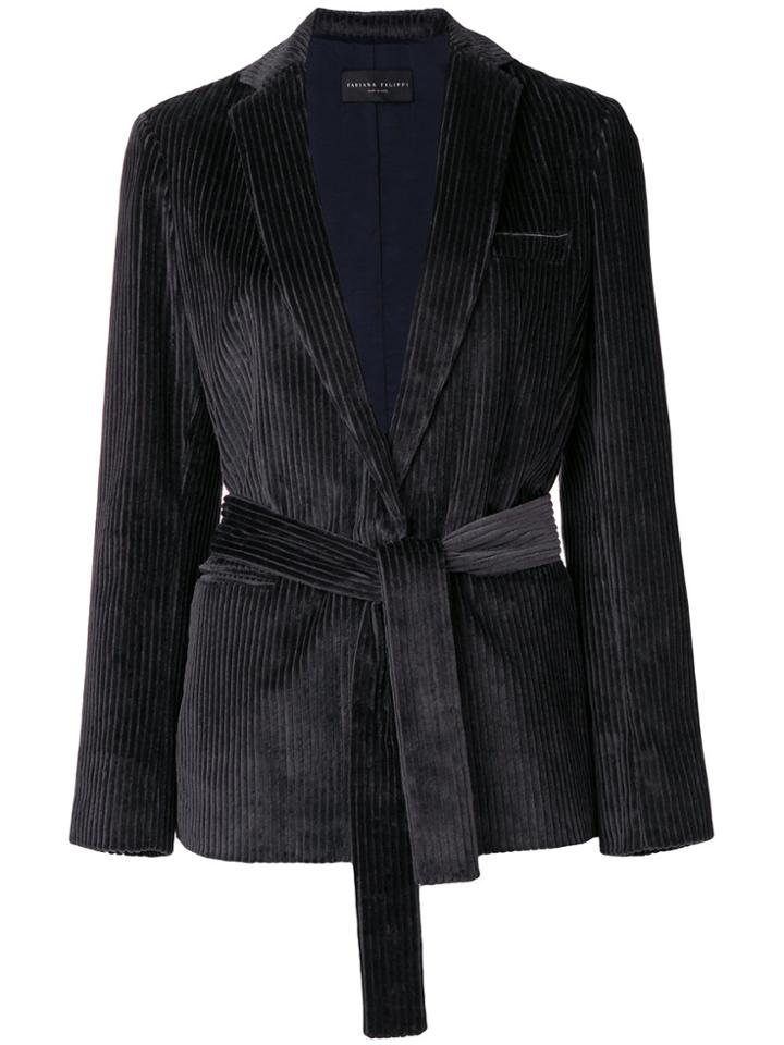 Fabiana Filippi Corduroy Belted Blazer - Grey