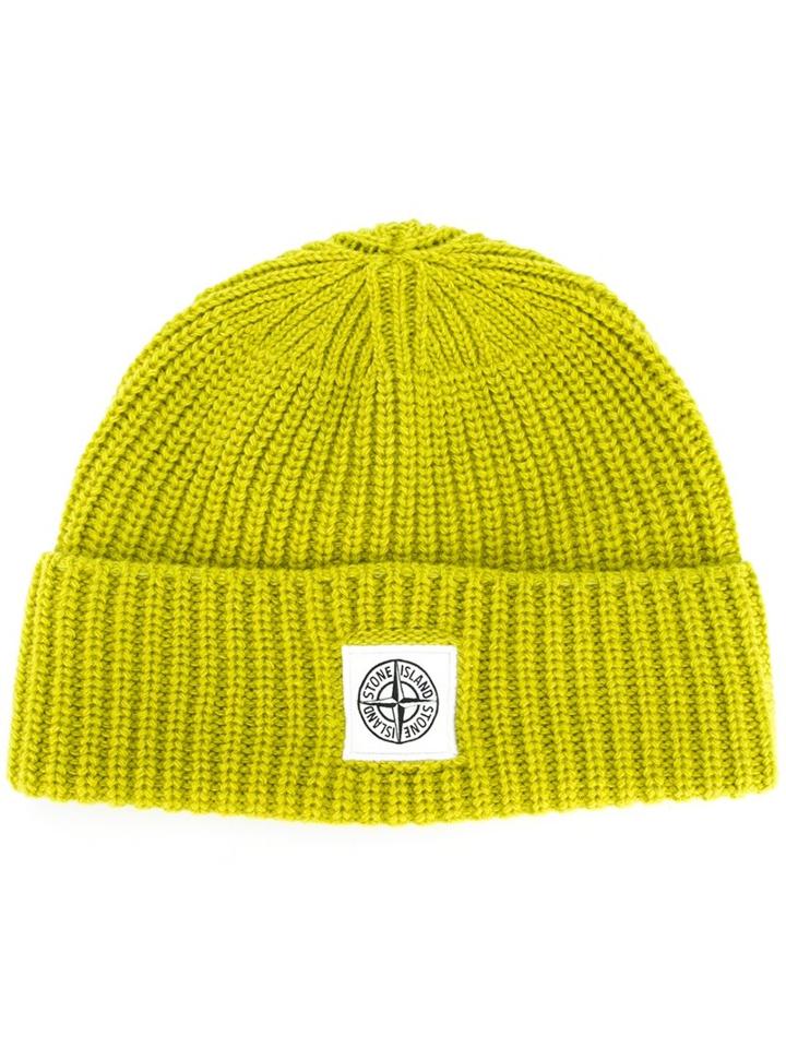 Stone Island Ribbed Beanie Hat, Men's, Green, Polyamide/wool